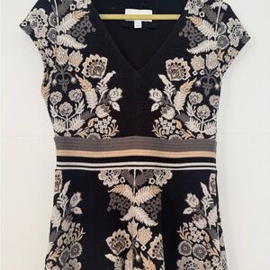 Anthropologie Black and Cream Floral Dress